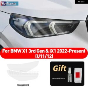 BMW 2個 ヘッドライト フィルム クリアスモークブラック TPU ステッカー X1 U11 U12 IX1 2022 2023 2024 - transparent