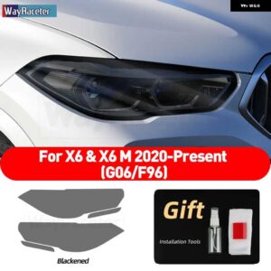 BMW 2個 ヘッドライト フィルム クリアスモークブラック TPU ステッカー X6 G06 X6M F96 2022 M パフォーマンス - smoked　black, For　G06