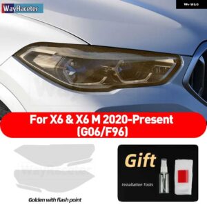 BMW 2個 ヘッドライト フィルム クリアスモークブラック TPU ステッカー X6 G06 X6M F96 2022 M パフォーマンス - golden　point, For　G06