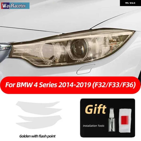 BMW 2個 ヘッドライト フィルム フロントライト クリアスモークブラック TPU ステッカー F32 F33 F36 4シリーズ M パフォーマンス - Color Name