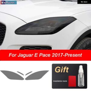 ジャガー 2個 ヘッドライト フィルム フロントスモークブラック TPU ステッカー XE XF XJ F タイプ I ペース E ペース F ペ - E Pace 17-On