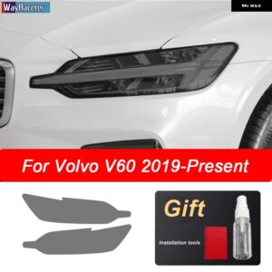 ボルボ ヘッドライト フィルム スモークブラックフロントライト TPU ステッカー XC40 XC60 XC90 S60 S90 V60 V90 2020 - v60　2019-on