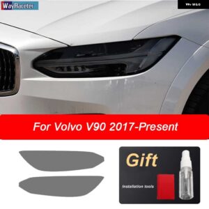 ボルボ ヘッドライト フィルム スモークブラックフロントライト TPU ステッカー XC40 XC60 XC90 S60 S90 V60 V90 2020 - v90　2019-on