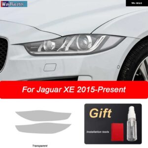 ジャガー 2個 ヘッドライト フィルム ビニールクリア黒 TPU ステッカー XE X760 2016-192020 - Transparent