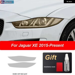 ジャガー 2個 ヘッドライト フィルム ビニールクリア黒 TPU ステッカー XE X760 2016-192020 - Golden