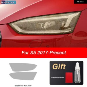 アウディ 2個 ヘッドライト フィルム ビニールクリア黒 TPU ステッカー A5 8T 8F 8W6 S5 RS5 2012-現在 - S5 17-On G