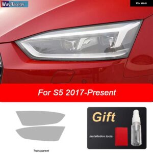 アウディ 2個 ヘッドライト フィルム ビニールクリア黒 TPU ステッカー A5 8T 8F 8W6 S5 RS5 2012-現在 - S5 17-On T
