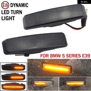 BMW 2個 サイドマーカー流れるダイナミック ウインカー LED ウィンカー ライト 5シリーズ E39 1995-2003 M5 - dynamic　smoked　black