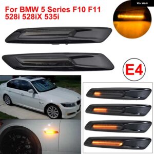 BMW 2X LED シーケンシャルフェンダー インジケータ ーサイドマーカーウインカーウィンカー ライト 5シリーズ F10 F11 528I 528IX 535I 2011 12 2013 - glossy　black　lens