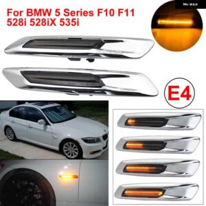 BMW 2X LED シーケンシャルフェンダー インジケータ ーサイドマーカーウインカーウィンカー ライト 5シリーズ F10 F11 528I 528IX 535I 2011 12 2013 - electroplated　lens