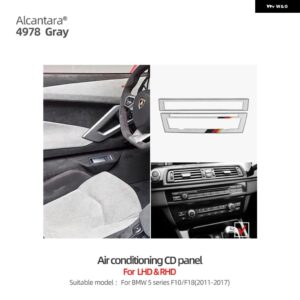 BMW アルカンターラ 5 シリーズ F10 F18 カーセンターコンソール CD パネルカバー トリム M パフォーマンス ステッカー インテリア スタイリング - Gray 4978
