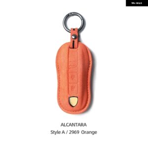 ポルシェ アルカンターラレザー製リモートキーカバー ケースカイエン 958 957 マカンケイマン 987 986 ボクスター 911 オート - Style A Orange