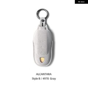 ポルシェ アルカンターラレザー製リモートキーカバー ケースカイエン 958 957 マカンケイマン 987 986 ボクスター 911 オート - Style B Grey