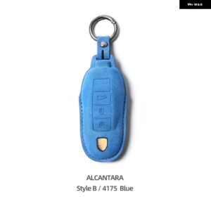 ポルシェ アルカンターラレザー製リモートキーカバー ケースカイエン 958 957 マカンケイマン 987 986 ボクスター 911 オート - Style B Blue
