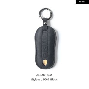 ポルシェ アルカンターラレザー製リモートキーカバー ケースカイエン 958 957 マカンケイマン 987 986 ボクスター 911 オート - Style A Black