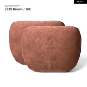 アウディ BMW アルカンターラ 車用ピロー ヘッドレスト ネック サポート クッション 汎用 車用ピローレスト クッション メルセデス ポルシェ マツダ テスラ - Alcantara Brown 2PC