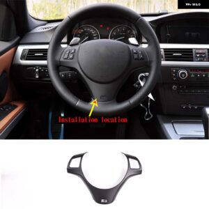 BMW ABS マットブラックスタイルステアリングホイール 装飾 カバー トリムフレーム ステッカー 3 シリーズ E90 E92 2005-2012 自動車 - style 2
