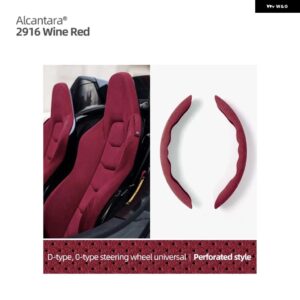BMW 2個 アルカンターラ製ワープステアリングホイール カバー F30 F31 F32 E90 E92 3 シリーズ F20 F22 E70 G20 G28 F10 F07 カースタイリング - Wine Red Perforated