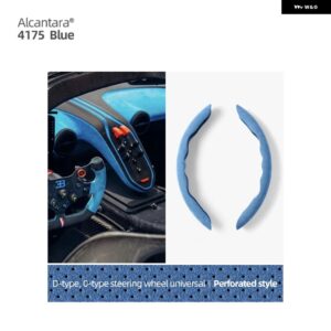 BMW 2個 アルカンターラ製ワープステアリングホイール カバー F30 F31 F32 E90 E92 3 シリーズ F20 F22 E70 G20 G28 F10 F07 カースタイリング - Blue Perforated