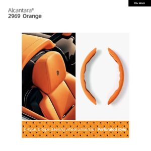 BMW 2個 アルカンターラ製ワープステアリングホイール カバー F30 F31 F32 E90 E92 3 シリーズ F20 F22 E70 G20 G28 F10 F07 カースタイリング - Orange Perforated