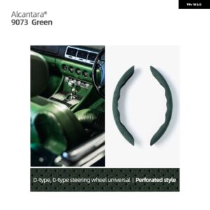 BMW 2個 アルカンターラ製ワープステアリングホイール カバー F30 F31 F32 E90 E92 3 シリーズ F20 F22 E70 G20 G28 F10 F07 カースタイリング - Green Perforated
