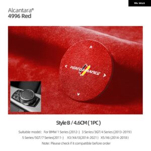 BMW アルカンターラ G20 G22 G28 X3 G01 X4 G02 X5 E70 X6 F10 F07 M パフォーマンス マルチメディア ボタン ノブ ステッカー - style B Red