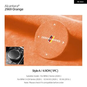 BMW アルカンターラ G20 G22 G28 X3 G01 X4 G02 X5 E70 X6 F10 F07 M パフォーマンス マルチメディア ボタン ノブ ステッカー - Style A Orange