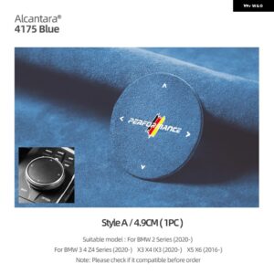 BMW アルカンターラ G20 G22 G28 X3 G01 X4 G02 X5 E70 X6 F10 F07 M パフォーマンス マルチメディア ボタン ノブ ステッカー - Style A Blue