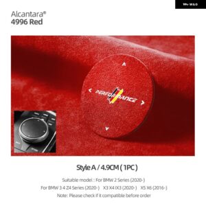 BMW アルカンターラ G20 G22 G28 X3 G01 X4 G02 X5 E70 X6 F10 F07 M パフォーマンス マルチメディア ボタン ノブ ステッカー - style A Red