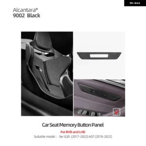 BMW カーシート メモリーボタンフレームトリムカバー G30 G38 5GT 6GT シリーズ 2022-2017 シート 調整スイッチ パネル ステッカー - 9002 black