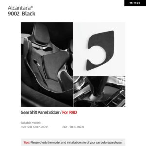 BMW カーギアシフトパネルトリム ステッカー G30 G38 5GT 6GT シリーズ 2022-2017 アルカンターラ センター コントロール ベース カバー - 9002 Black RHD