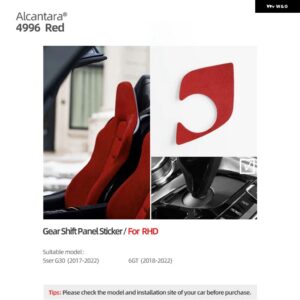 BMW カーギアシフトパネルトリム ステッカー G30 G38 5GT 6GT シリーズ 2022-2017 アルカンターラ センター コントロール ベース カバー - 4996 Red RHD