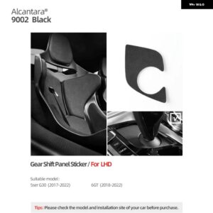 BMW カーギアシフトパネルトリム ステッカー G30 G38 5GT 6GT シリーズ 2022-2017 アルカンターラ センター コントロール ベース カバー - 9002 Black LHD