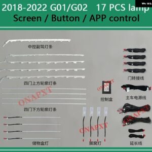 BMW アンビエントライト X3 G01 2017-2021 スクリーン コントロール 装飾 LED 11 色自動ムードランプライト ストリップ - Set 1