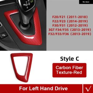 BMW カーボン ABS F30 F10 F15 F07 F20 F21 F34 F35 F31 ギア シフトノブ トリムカバー ステッカー カー インテリア - C Texture Red