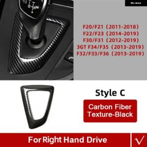 BMW カーボン ABS F30 F10 F15 F07 F20 F21 F34 F35 F31 ギア シフトノブ トリムカバー ステッカー カー インテリア - C Black RHD