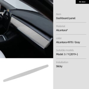 テスラ ダッシュボード カバー モデル 3 Y 2019-2023 アルカンターラワープ ダッシュボード パネル 装飾 インテリア ステッカー - 4978 gray