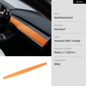 テスラ ダッシュボード カバー モデル 3 Y 2019-2023 アルカンターラワープ ダッシュボード パネル 装飾 インテリア ステッカー - 2969 orange