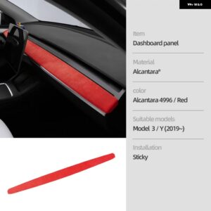 テスラ ダッシュボード カバー モデル 3 Y 2019-2023 アルカンターラワープ ダッシュボード パネル 装飾 インテリア ステッカー - 4996 red