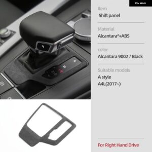 アウディ アルカンターラ ギア シフトノブ カバー A4 B9 B8 B7 A4L A6 A7 Q5 SQ5 Q7 Q8 インテリア フレームトリム ステッカー - Gear Shift Black RHD