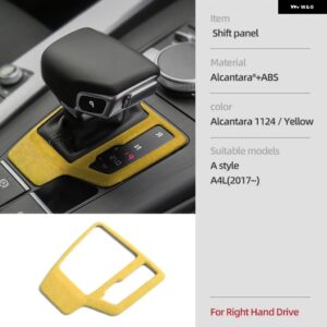 アウディ アルカンターラ ギア シフトノブ カバー A4 B9 B8 B7 A4L A6 A7 Q5 SQ5 Q7 Q8 インテリア フレームトリム ステッカー - A Yellow RHD