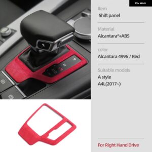 アウディ アルカンターラ ギア シフトノブ カバー A4 B9 B8 B7 A4L A6 A7 Q5 SQ5 Q7 Q8 インテリア フレームトリム ステッカー - Gear Shift Red RHD