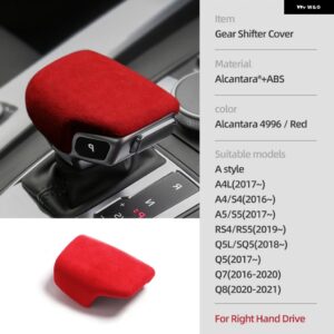 アウディ アルカンターラ ギア シフトノブ カバー A4 B9 B8 B7 A4L A6 A7 Q5 SQ5 Q7 Q8 インテリア フレームトリム ステッカー - Style A Red RHD