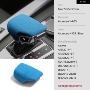 アウディ アルカンターラ ギア シフトノブ カバー A4 B9 B8 B7 A4L A6 A7 Q5 SQ5 Q7 Q8 インテリア フレームトリム ステッカー - Style A Blue RHD
