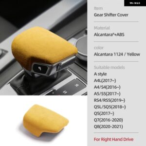 アウディ アルカンターラ ギア シフトノブ カバー A4 B9 B8 B7 A4L A6 A7 Q5 SQ5 Q7 Q8 インテリア フレームトリム ステッカー - Style A Yellow RHD
