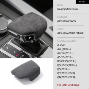 アウディ アルカンターラ ギア シフトノブ カバー A4 B9 B8 B7 A4L A6 A7 Q5 SQ5 Q7 Q8 インテリア フレームトリム ステッカー - Style A Black LHD