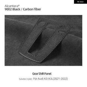 アウディ アルカンターラ ラップ A3 8Y A3L 2020- セントラルコンソール ギアシフトフレーム 装飾 ステッカー インテリア トリム - Alcantara Black