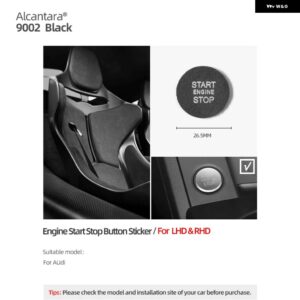 アウディ アルカンターラ A3 8P 8V A4 B7 B8 B9 A5 A6 C6 C7 A7 A8 Q3 Q5 Q7 TT スタート ストップ ボタン ステッカー トリム カー インテリア - 9002 black