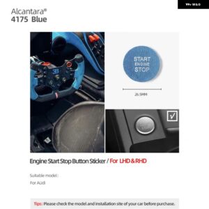 アウディ アルカンターラ A3 8P 8V A4 B7 B8 B9 A5 A6 C6 C7 A7 A8 Q3 Q5 Q7 TT スタート ストップ ボタン ステッカー トリム カー インテリア - 4175 blue
