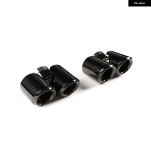 ランドローバー ステンレス製 排気テールスロートマフラー 4アウトテールパイプ ディフェンダー 90 110 2020 2021 2022 - black